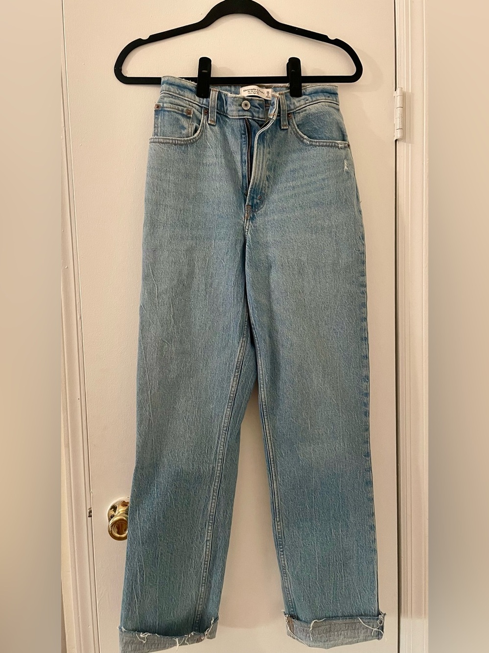 Abercrombie & Fitch High-Rise Light Blue Straight Jeans
